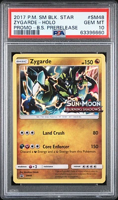 2017 Pokemon Sm Black Star Promo Sm48 Zygarde-holo Burning Shadows Prerelease PSA 10