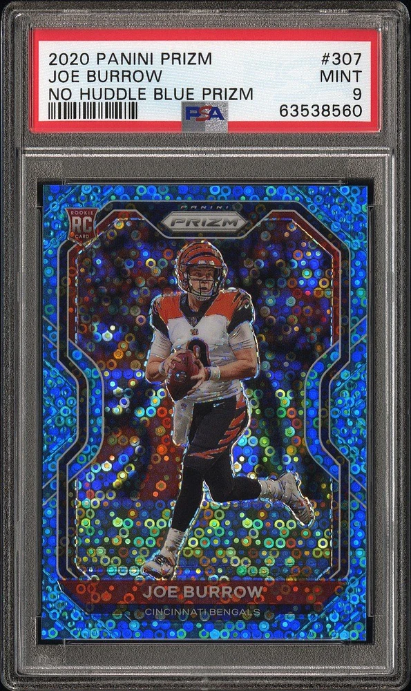 2020 Panini Prizm 307 Joe Burrow No Huddle Blue Prizm PSA 9