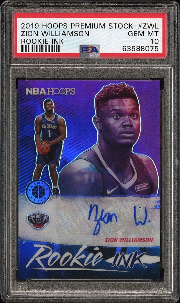 2019 Panini Hoops Premium Stock Rookie Ink Zwl Zion Williamson PSA 10