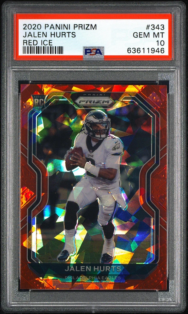 2020 Panini Prizm 343 Jalen Hurts Red Ice PSA 10