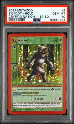 2021 Metazoo Cryptid Nation 4 Bigfoot-holo 1st Edition PSA 10