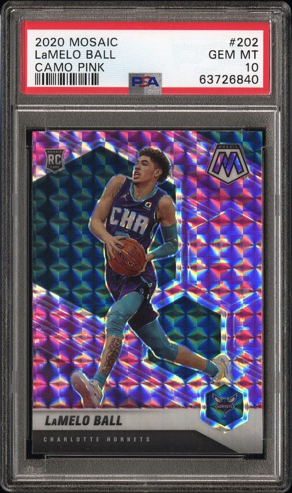 2020 Panini Mosaic 202 Lamelo Ball Camo Pink PSA 10