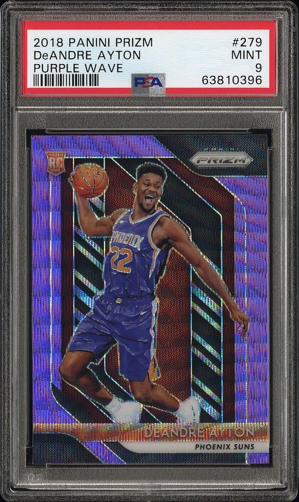 2018 Panini Prizm 279 Deandre Ayton Purple Wave PSA 9