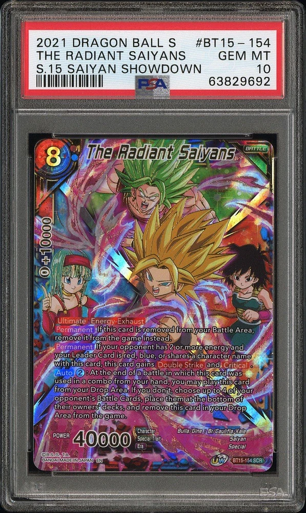 2021 Dragon Ball Super Card Game Series 15 Saiyan Showdown Bt15-154 The Radiant Saiyans PSA 10
