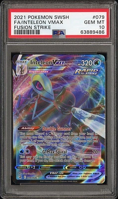 2021 Pokemon Sword & Shield Fusion Strike 079 Full Art/inteleon Vmax PSA 10