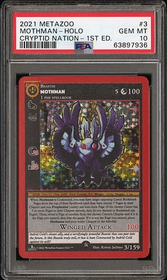 2021 Metazoo Cryptid Nation 3 Mothman-holo 1st Edition PSA 10