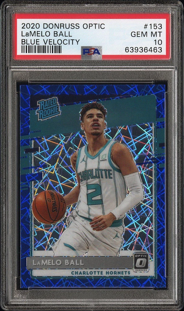 2020 Panini Donruss Optic 153 Lamelo Ball Blue Velocity PSA 10