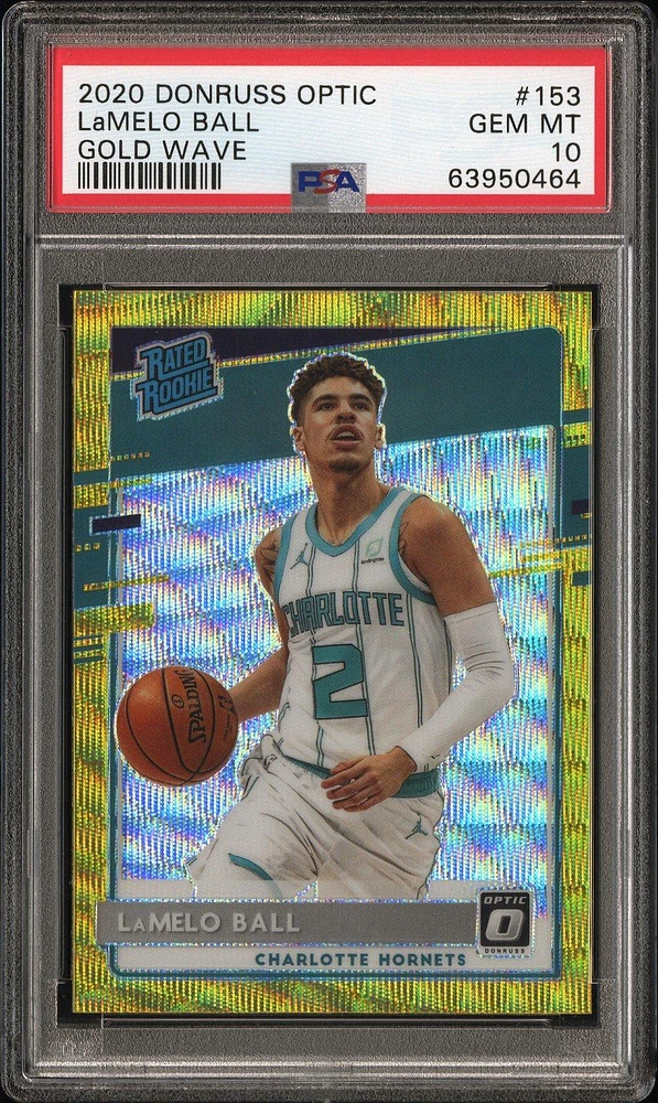 2020 Panini Donruss Optic 153 Lamelo Ball Gold Wave PSA 10