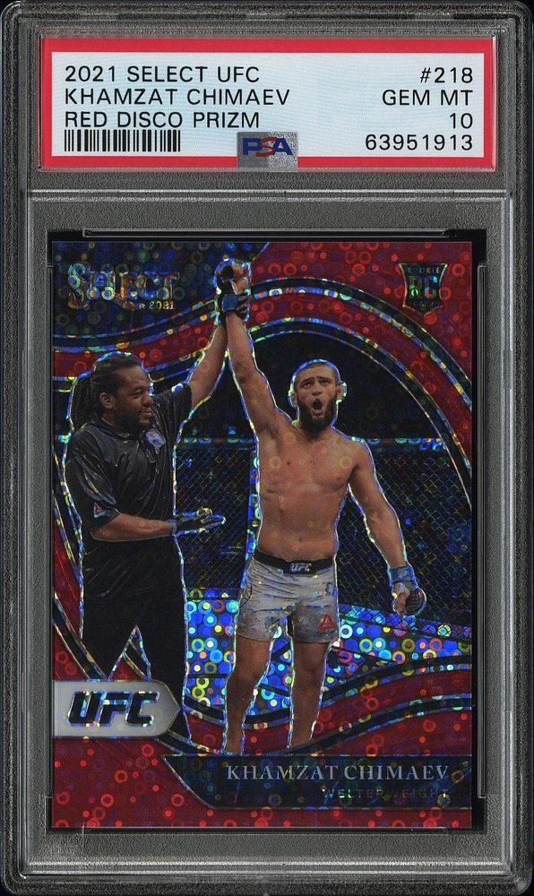 2021 Panini Select Ufc 218 Khamzat Chimaev Red Disco Prizm PSA 10