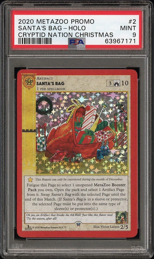 2020 Metazoo Promo 2 Santa's Bag-holo Cryptid Nation Christmas PSA 9