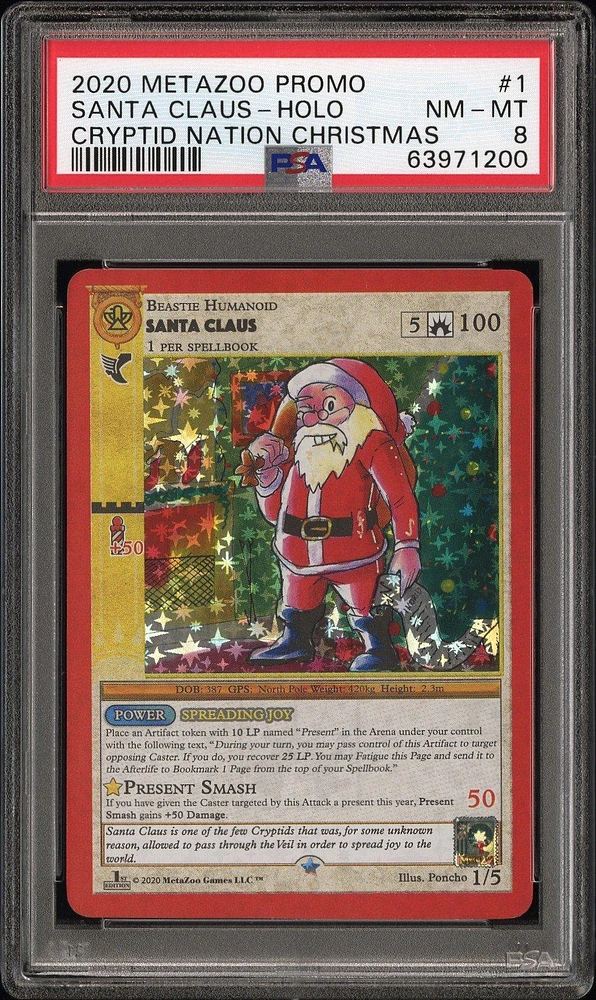 2020 Metazoo Promo 1 Santa Claus-holo Cryptid Nation Christmas PSA 8