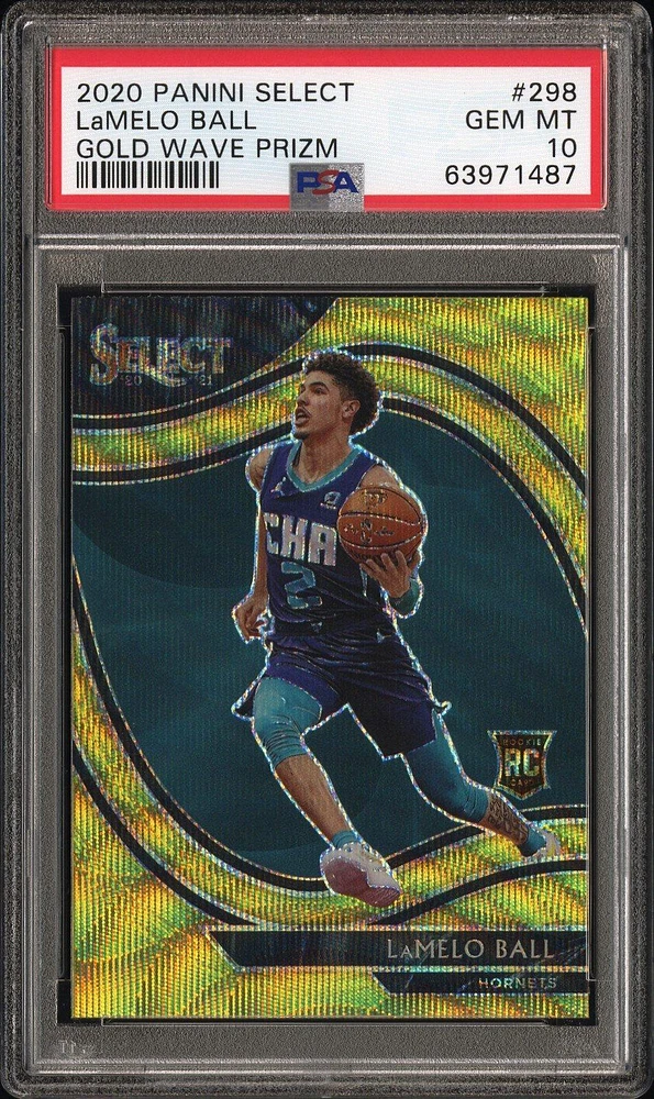 2020 Panini Select 298 Lamelo Ball Gold Wave Prizm PSA 10
