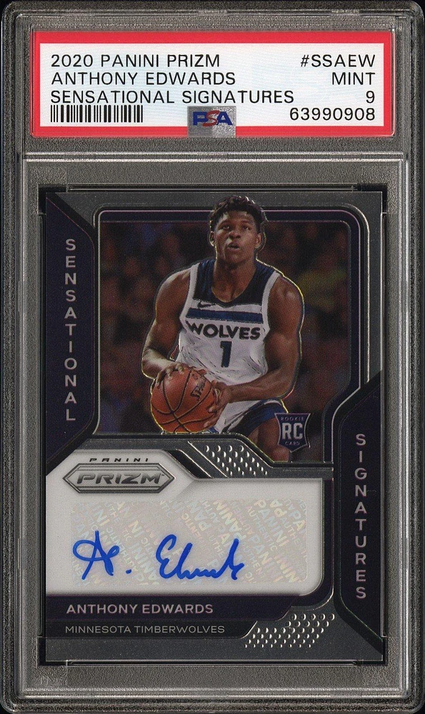 2020 Panini Prizm Sensational Signatures Ssaew Anthony Edwards PSA 9