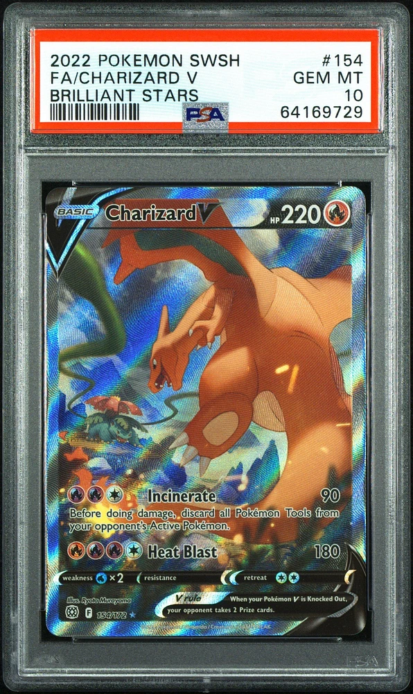 2022 Pokemon Sword & Shield Brilliant Stars Fa/charizard V PSA