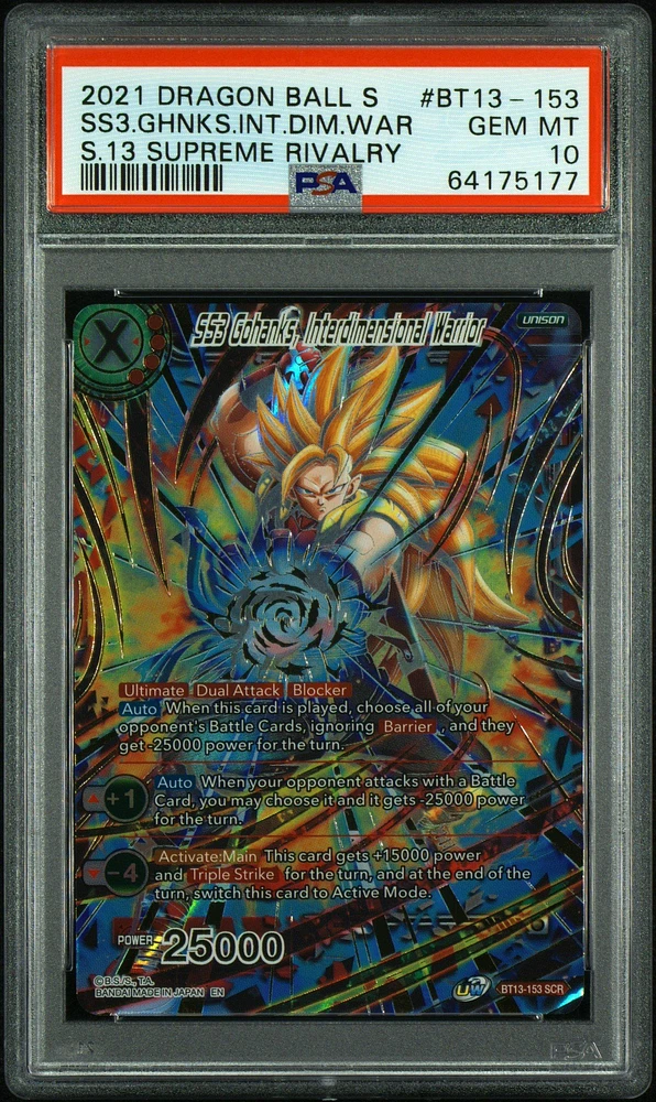 2021 Dragon Ball Super Card Game Series 13 Supreme Rivalry Bt13-153 Ss3 Gohanks, Interdimensional Warrior Secret Rare PSA 10