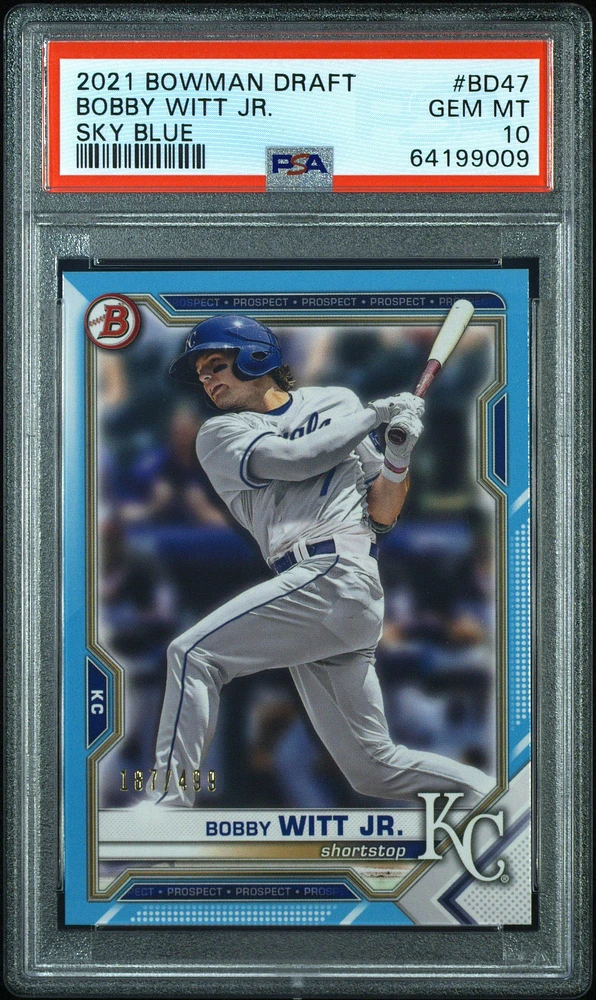 2021 Bowman Draft Bd47 Bobby Witt Jr. Sky Blue PSA 10