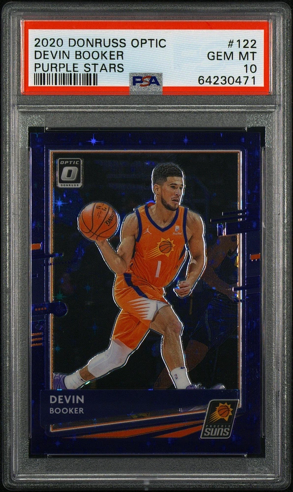 2020 Panini Donruss Optic 122 Devin Booker Purple Stars PSA 10