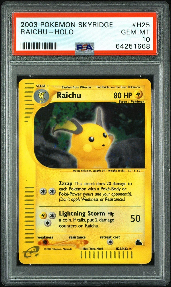 2003 Pokemon Skyridge H25 Raichu PSA 10