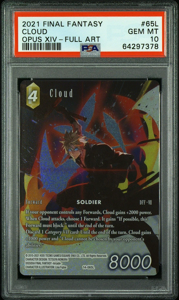 2021 Final Fantasy Opus Xiv 65l Cloud Full Art PSA 10