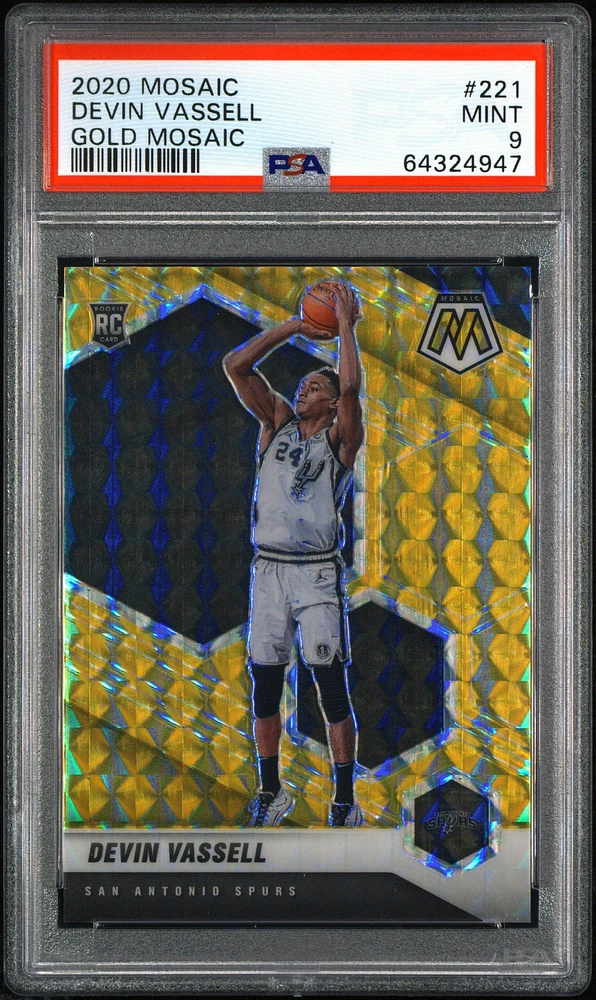 2020 Panini Mosaic 221 Devin Vassell Gold Mosaic PSA 9