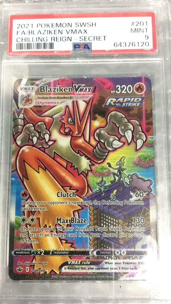 2021 Pokemon Sword & Shield Chilling Reign 201 Fa/blaziken Vmax PSA