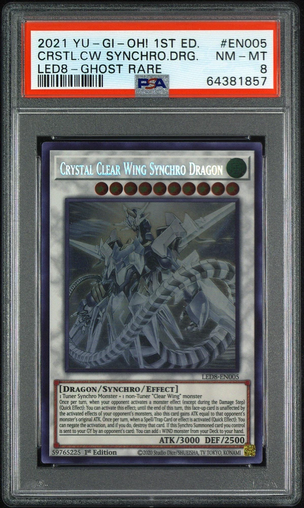 2021 Yu-gi-oh! Led8-legendary Duelists: Synchro Storm En005 Crystal Clear Wing Synchro Dragon 1st Edition-ghost Rare PSA