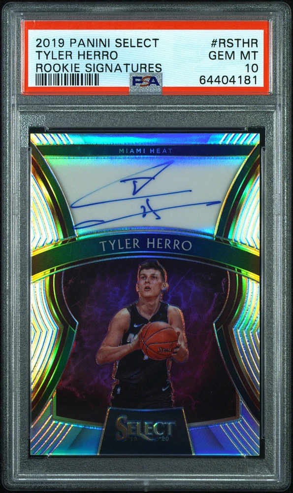 2019 Panini Select Rookie Signatures Rsthr Tyler Herro PSA 10