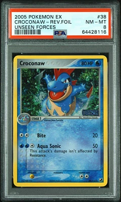 2005 Pokemon Ex Unseen Forces 38 Croconaw-reverse Foil PSA 8