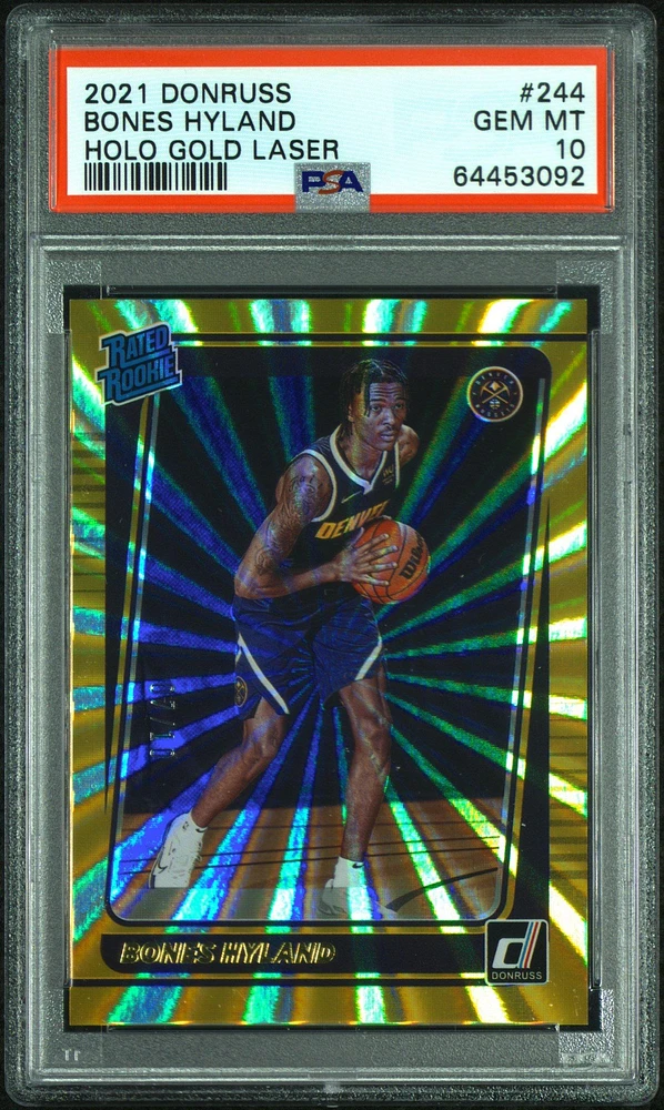 2021 Panini Donruss 244 Bones Hyland Holo Gold Laser PSA 10
