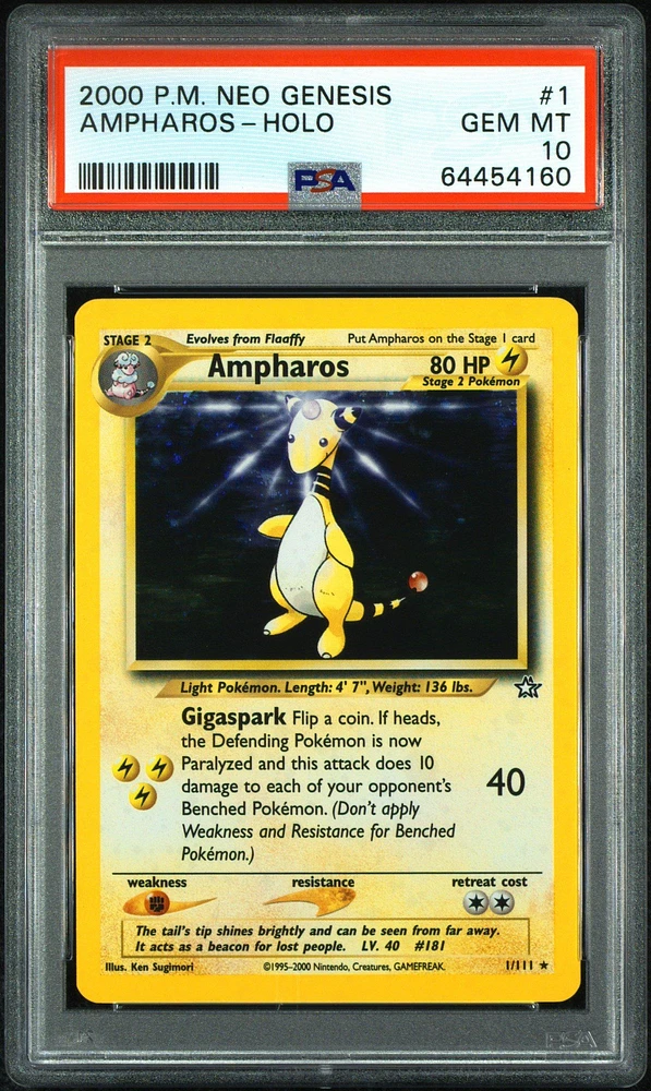 2000 Pokemon Neo Genesis 1 Ampharos PSA 10