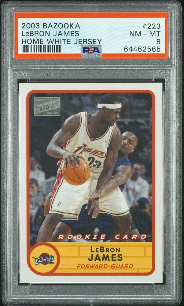 2003 Bazooka 223 Lebron James Home White Jersey PSA 8