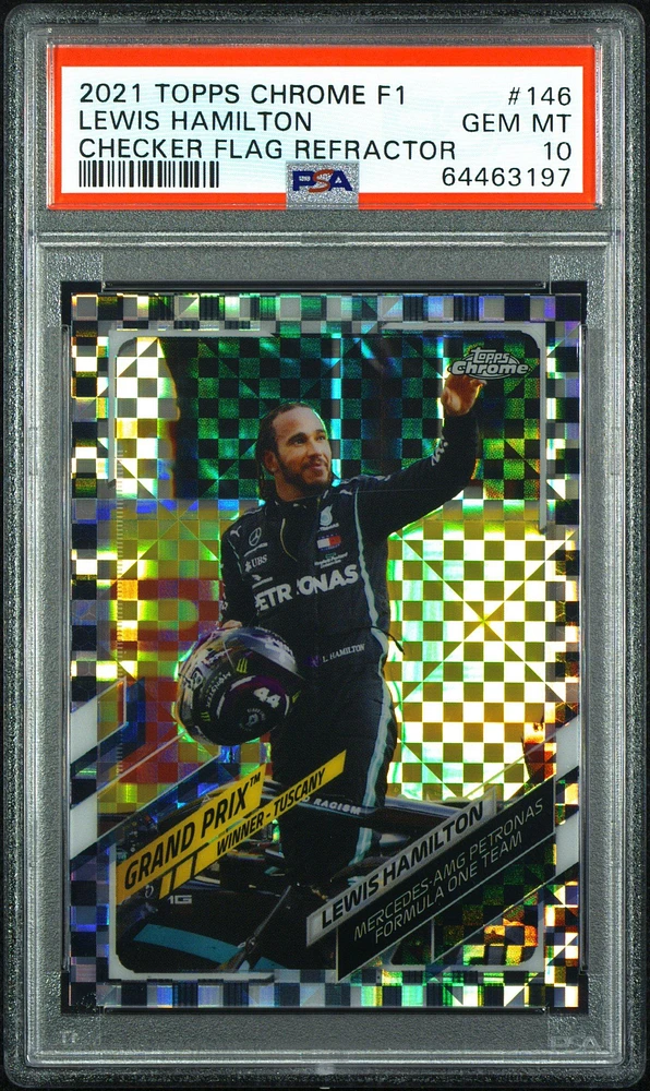 2021 Topps Chrome Formula 1 146 Lewis Hamilton Checker Flag Refractor PSA 10