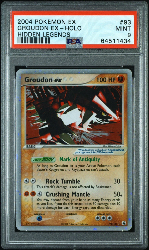 2004 Pokemon Ex Hidden Legends 93 Groudon Ex-holo PSA 9