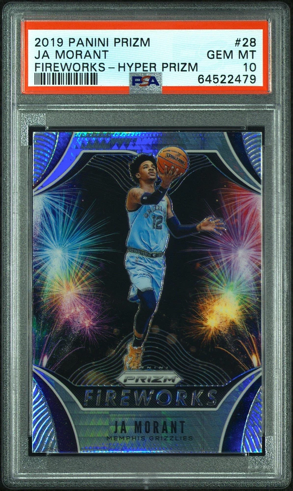 2019 Panini Prizm Fireworks 28 Ja Morant Hyper Prizm PSA 10
