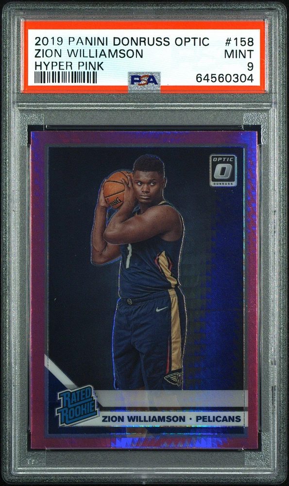 2019 Panini Donruss Optic 158 Zion Williamson Hyper Pink PSA 9