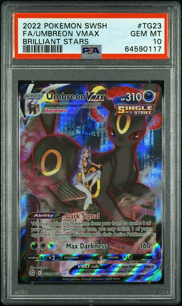 2022 Pokemon Sword & Shield Brilliant Stars Tg23 Fa/umbreon Vmax PSA 10