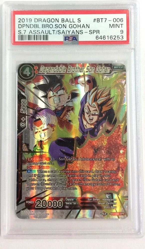 2019 Dragon Ball Super Card Game Series 7 Assault Of The Saiyans Bt7-006 Dependable Brother Son Gohan Special Rare PSA 9