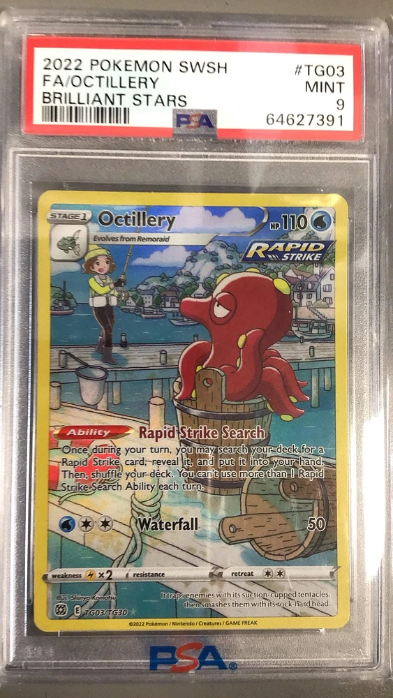 2022 Pokemon Sword & Shield Brilliant Stars Tg03 Full Art/octillery PSA 9