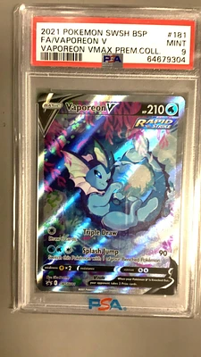 2021 Pokemon Swsh Black Star Promo 181 Fa/vaporeon V PSA 9