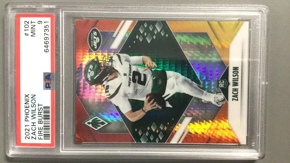 2021 Panini Phoenix 102 Zach Wilson Fire Burst PSA 9