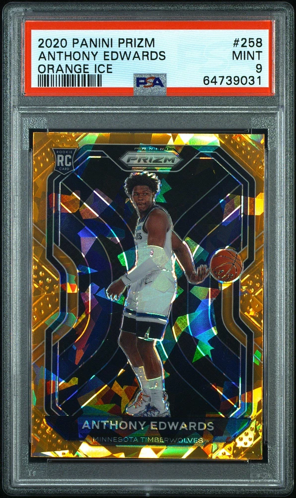 2020 Panini Prizm 258 Anthony Edwards Orange Ice PSA 9