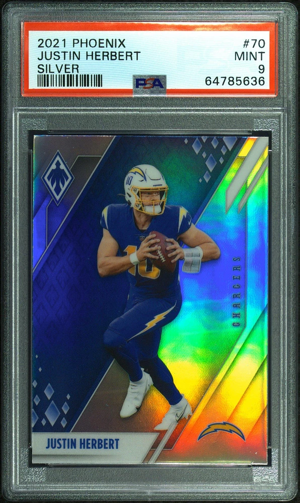 2021 Panini Phoenix 70 Justin Herbert Silver PSA 9