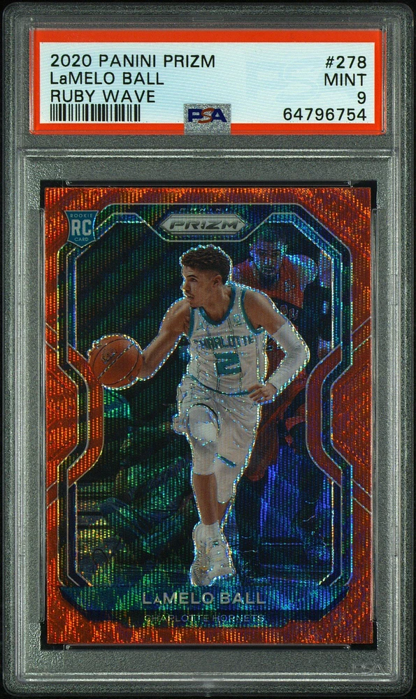 2020 Panini Prizm 278 Lamelo Ball Ruby Wave PSA 9