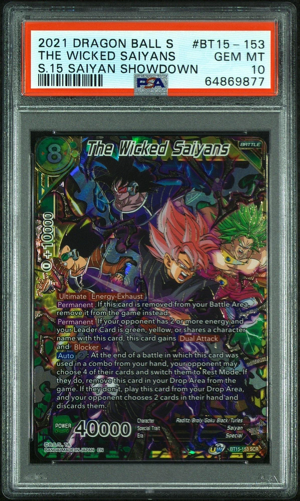 2021 Dragon Ball Super Card Game Series 15 Saiyan Showdown Bt15-153 The Wicked Saiyans PSA 10