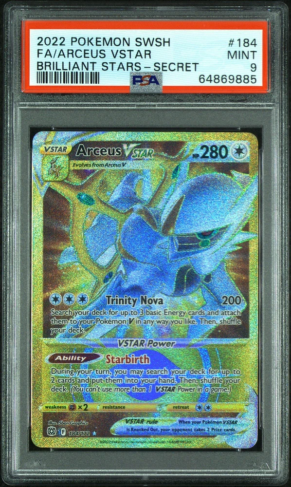 2022 Pokemon Sword & Shield Brilliant Stars 184 Fa/arceus Vstar PSA