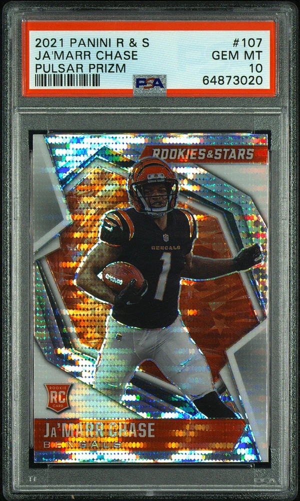 2021 Panini Rookies & Stars 107 Ja'marr Chase Pulsar Prizm PSA 10