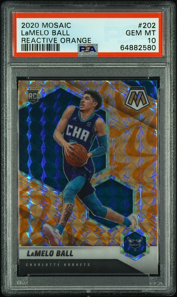 2020 Panini Mosaic 202 Lamelo Ball Reactive Orange PSA 10