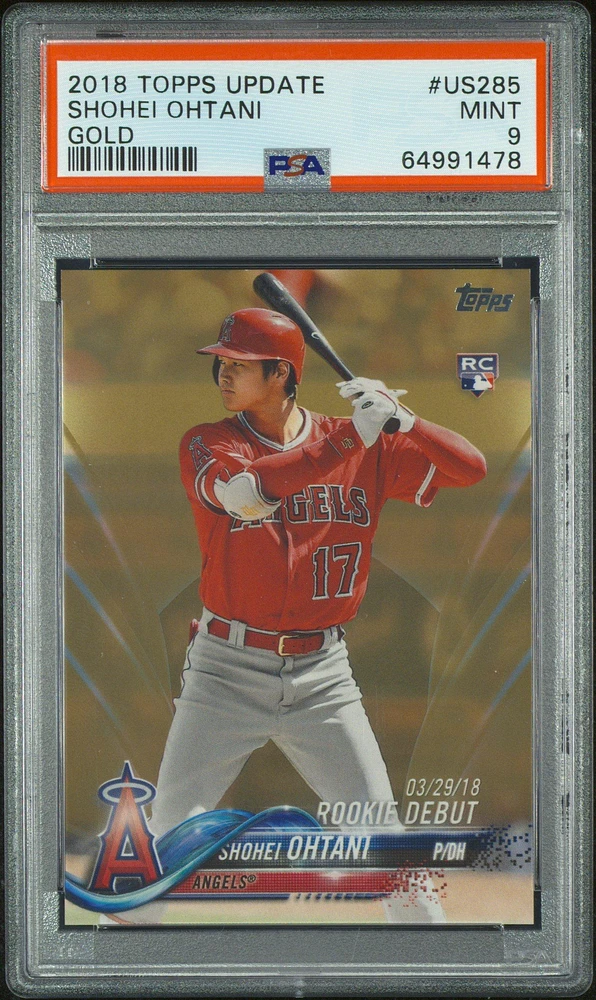 2018 Topps Update Us285 Shohei Ohtani Gold PSA 9