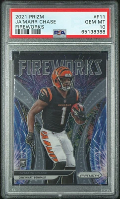 2021 Panini Prizm Fireworks F11 Ja'marr Chase PSA 10