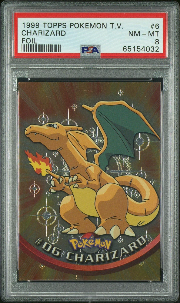 1999 Topps Pokemon Tv 6 Charizard Foil PSA 8